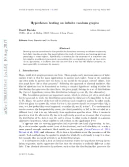 Hypotheses testing on infinite random graphs