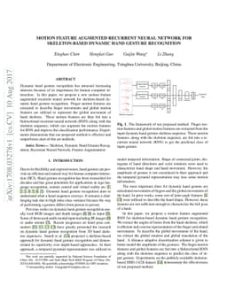 Motion Feature Augmented Recurrent Neural Network for Skeleton-based
  Dynamic Hand Gesture Recognition