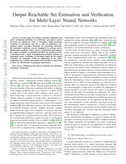 Output Reachable Set Estimation and Verification for Multi-Layer Neural
  Networks