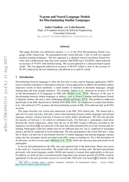 N-gram and Neural Language Models for Discriminating Similar Languages