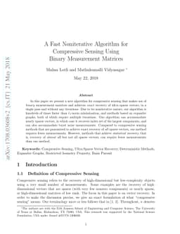 A Fast Noniterative Algorithm for Compressive Sensing Using Binary
  Measurement Matrices
