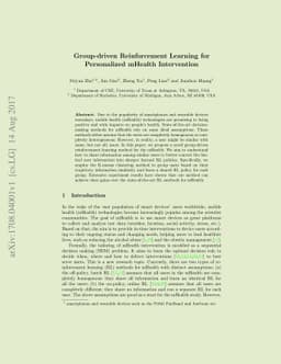Group-driven Reinforcement Learning for Personalized mHealth
  Intervention