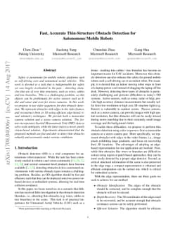 Fast, Accurate Thin-Structure Obstacle Detection for Autonomous Mobile
  Robots