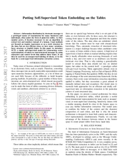 Putting Self-Supervised Token Embedding on the Tables