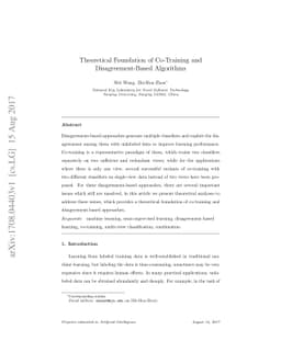 Theoretical Foundation of Co-Training and Disagreement-Based Algorithms