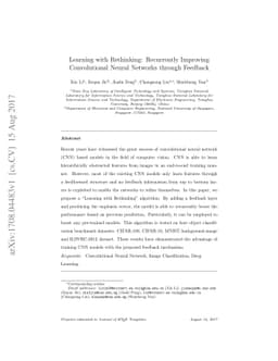Learning with Rethinking: Recurrently Improving Convolutional Neural
  Networks through Feedback