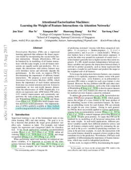 Attentional Factorization Machines: Learning the Weight of Feature
  Interactions via Attention Networks