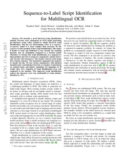 Sequence-to-Label Script Identification for Multilingual OCR