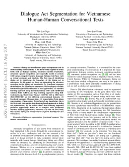 Dialogue Act Segmentation for Vietnamese Human-Human Conversational
  Texts