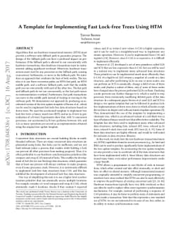 A Template for Implementing Fast Lock-free Trees Using HTM