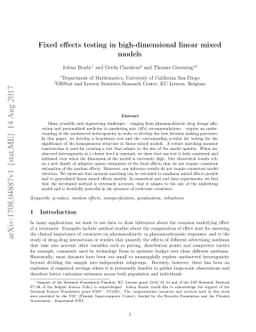 Fixed effects testing in high-dimensional linear mixed models
