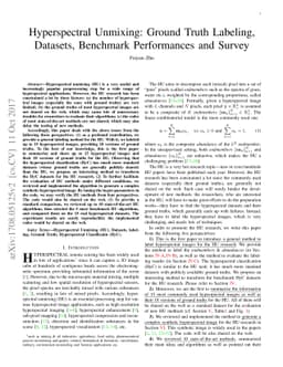 Hyperspectral Unmixing: Ground Truth Labeling, Datasets, Benchmark
  Performances and Survey