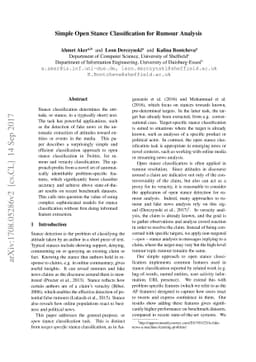 Simple Open Stance Classification for Rumour Analysis