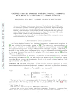 Cauchy-Stieltjes families with polynomial variance functions and
  generalized orthogonality