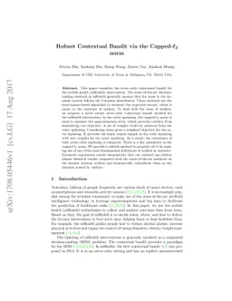 Robust Contextual Bandit via the Capped-$\ell_{2}$ norm