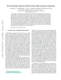 The Stochastic Replica Approach to Machine Learning: Stability and
  Parameter Optimization