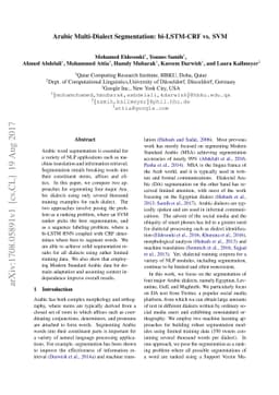 Arabic Multi-Dialect Segmentation: bi-LSTM-CRF vs. SVM