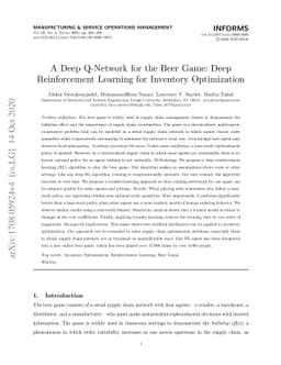 A Deep Q-Network for the Beer Game: A Deep Reinforcement Learning
  algorithm to Solve Inventory Optimization Problems