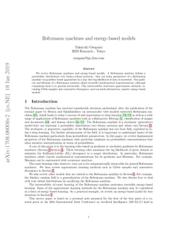 Boltzmann machines and energy-based models
