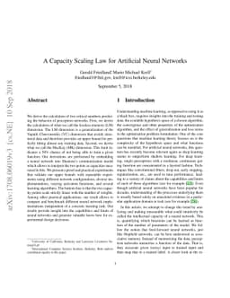 A Capacity Scaling Law for Artificial Neural Networks