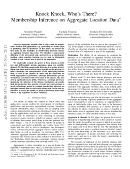 Knock Knock, Who's There? Membership Inference on Aggregate Location
  Data
