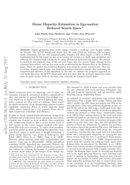Dense Disparity Estimation in Ego-motion Reduced Search Space