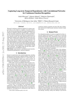 Capturing Long-term Temporal Dependencies with Convolutional Networks
  for Continuous Emotion Recognition