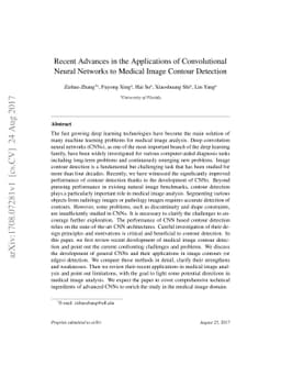 Recent Advances in the Applications of Convolutional Neural Networks to
  Medical Image Contour Detection