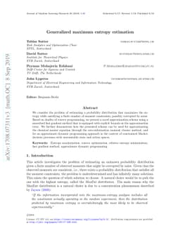 Generalized maximum entropy estimation