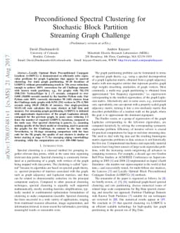 Preconditioned Spectral Clustering for Stochastic Block Partition
  Streaming Graph Challenge