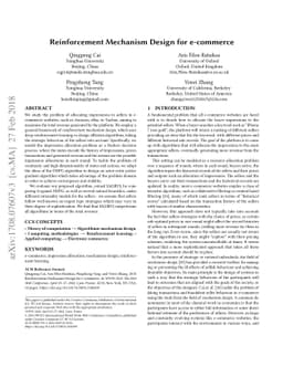 Reinforcement Mechanism Design for e-commerce