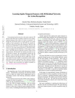 Learning Spatio-Temporal Features with 3D Residual Networks for Action
  Recognition