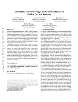 Automated Crowdturfing Attacks and Defenses in Online Review Systems