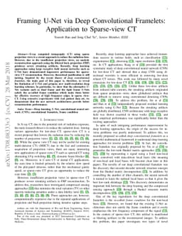 Framing U-Net via Deep Convolutional Framelets: Application to
  Sparse-view CT
