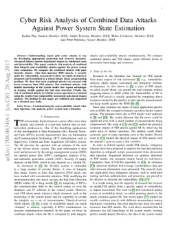 Cyber Risk Analysis of Combined Data Attacks Against Power System State
  Estimation