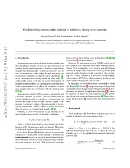 On denoising autoencoders trained to minimise binary cross-entropy