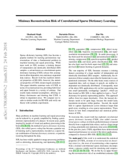 On the Reconstruction Risk of Convolutional Sparse Dictionary Learning