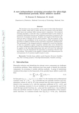A sure independence screening procedure for ultra-high dimensional
  partially linear additive models