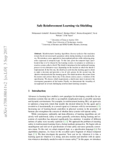 Safe Reinforcement Learning via Shielding