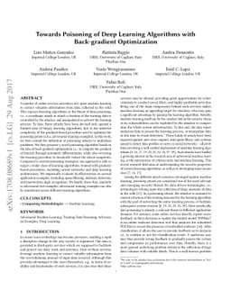Towards Poisoning of Deep Learning Algorithms with Back-gradient
  Optimization