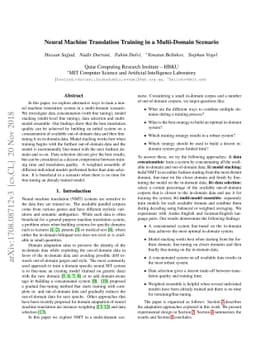 Neural Machine Translation Training in a Multi-Domain Scenario