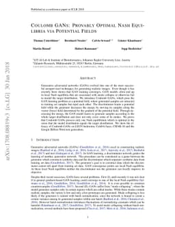 Coulomb GANs: Provably Optimal Nash Equilibria via Potential Fields