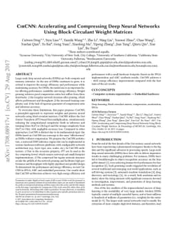 CirCNN: Accelerating and Compressing Deep Neural Networks Using
  Block-CirculantWeight Matrices