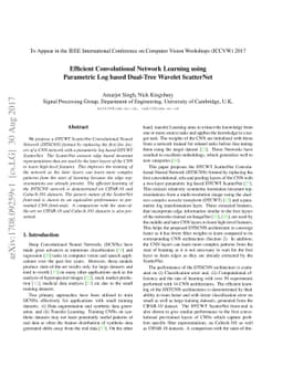Efficient Convolutional Network Learning using Parametric Log based
  Dual-Tree Wavelet ScatterNet