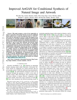 Improved ArtGAN for Conditional Synthesis of Natural Image and Artwork