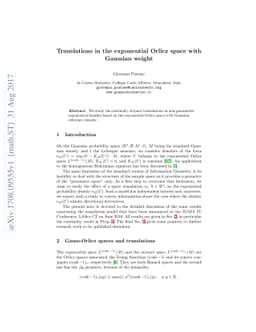 Translations in the exponential Orlicz space with Gaussian weight
