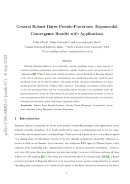 General Robust Bayes Pseudo-Posterior: Exponential Convergence results
  with Applications