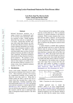 Learning Lexico-Functional Patterns for First-Person Affect