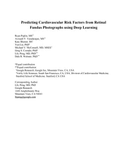 Predicting Cardiovascular Risk Factors from Retinal Fundus Photographs
  using Deep Learning