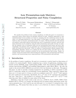 Low Permutation-rank Matrices: Structural Properties and Noisy
  Completion